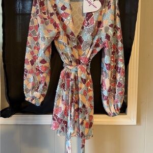 Buddy Love Colorful Sequin Wrap Mini Dress